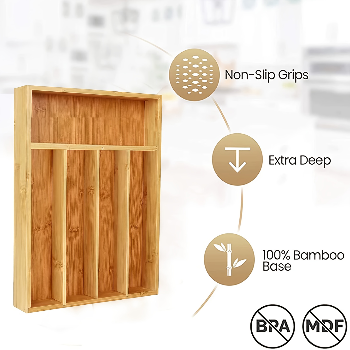 Bamboo Kitchen Drawer Organize - Bamboo Cutlery recension och pris